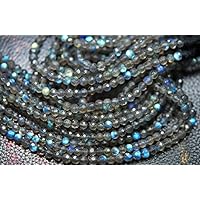 Full 13 Inch X 1 Strand Blue Fire Labradorite 3-3.50 mm Micro Faceted Round Rondelle Beads.