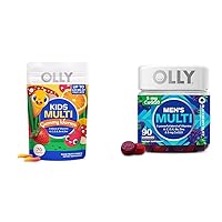 OLLY Kids Multivitamin Gummy Worms, Overall Health and Immune Support & Men's Multivitamin Gummy, Overall Health and Immune Support, Vitamins A, C, D, E, B, Lycopene