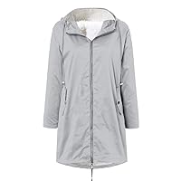 Coat Women's Fashion Casual Long Sleeve Tops Solid Hoodie Jacket(Gray,3XL)