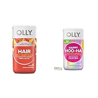 OLLY Ultra Strength Hair Softgels, Supports Hair Health, Biotin, Keratin, Vitamin D, B12 & Happy Hoo-Ha Capsules, Probiotic for Women, Vaginal Health and pH Balance, 10 Billion CFU