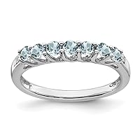 10k White Gold Aquamarine and Diamond 7 stone Ring Size 7.00 Jewelry Gifts for Women