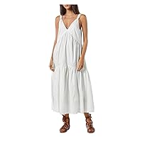 Joie Womens Bondi Shirred Midi Dress, L, White