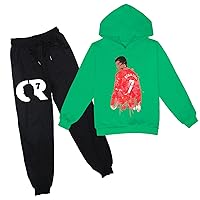 Little Kids Child Ronaldo Pullover Hoodie & Jogger Pants Suit,Long Sleeve Hooded Tops Football Stars Tracksuit(2-14Y)