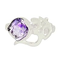 Xtremegems Om -Natural Amethyst - Africa 925 Sterling Silver Ring Jewelry s.7 ALLR-24746, Purple, 4374P