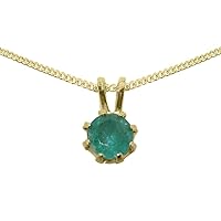 Solid 9ct Yellow Gold Natural Emerald Womens Pendant & Chain Necklace - Choice of Chain lengths