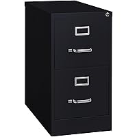 2-Drawer Vertical File with Lock, 15 by 25 by 28-3/8-Inch, Black
