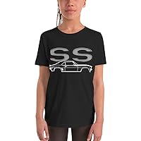 First Generation Chevy Camaro SS Line Art Custom Car Club Youth Short Sleeve T-Shirt Black