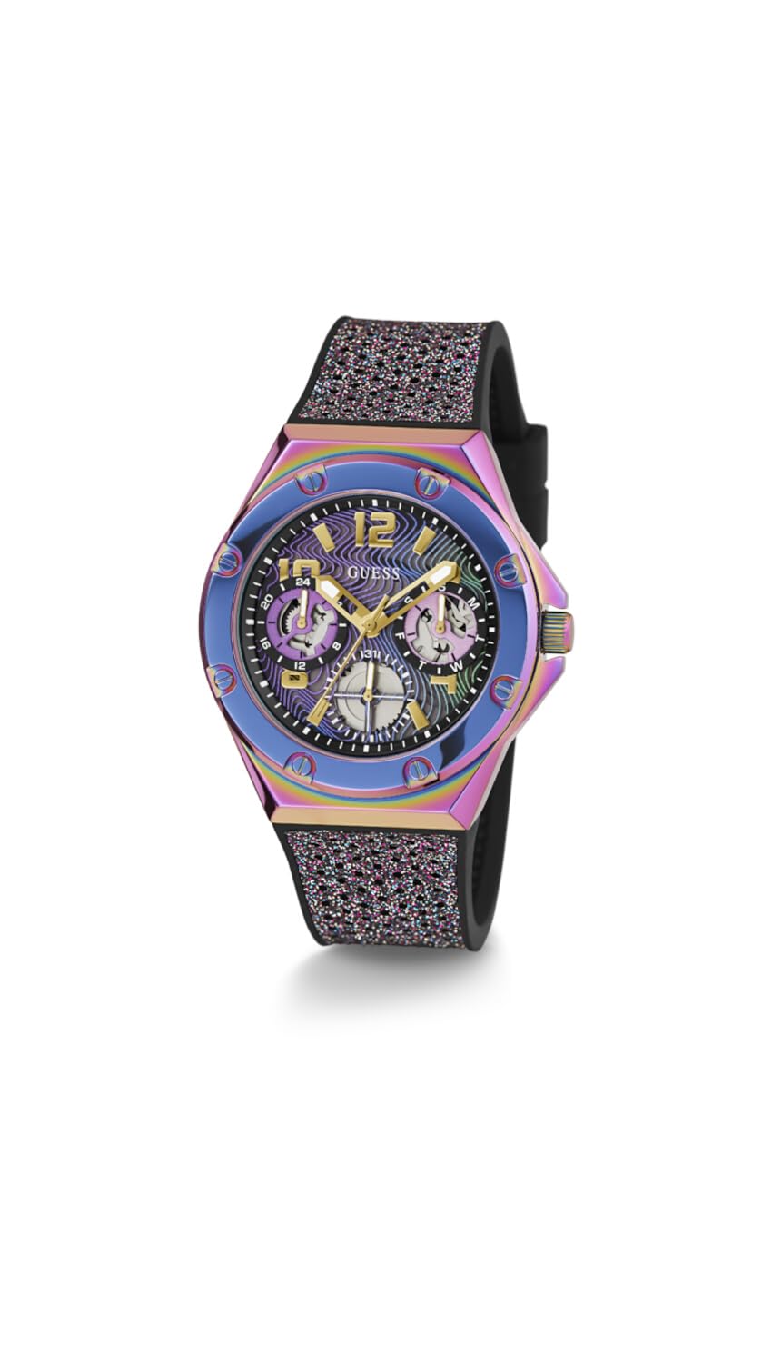 GUESS Women's 40mm Watch - Multi-Color Strap Multi Dial Iridescent Case