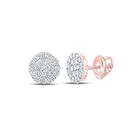10kt Rose Gold Mens Round Diamond Cluster Earrings 2-3/4 Cttw