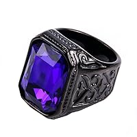 Men Women's Stainless Steel Gem Square Personality Rings Jewelry Anniversary Multicolor Gemstone