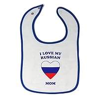 Custom Toddler & Baby Bibs Burp Cloths I Love My Russian Mom Countries Cotton