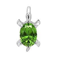 Multi Choice Oval Shape Gemstone 925 Sterling Silver Lucky Charm Tortoise Pendant