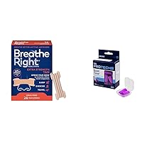 Breathe Right Extra Strength Tan Nasal Strips Stop Snoring Drug-Free Solution & Flents Foam Ear Plugs NRR 33, 10 Pair Purple