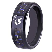 8mm Carbon Fiber Ring For Man Engraved Deer Skull Tungsten Carbide Male Alliance Casual Customize Jewelry Personalize Band-Free Engraving Inside