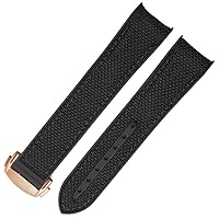 20mm 22mm Rubber Nylon Silicone Watch Band for Omega GMT Planet Ocean Seamaster Diver 300 Curved End Orange Watch Strap (Color : Beige, Size : 22mm)