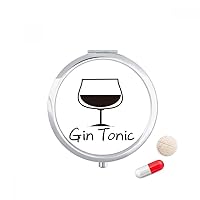 Outline of Gin Tonic Cocktail Pill Case Pocket Medicine Storage Box Container Dispenser