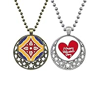 Talavera Style Decorative Pattern Pendant Necklace Mens Womens Valentine Chain