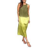 Women Casual Loose Gradient Sundress Sleeveless Split Maxi Long Beach Shirt Dress Travel Vacation 2024 Summer Outfits