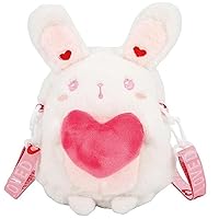 Cute Plush Rabbit Messenger Bags Kawaii Bunny Shoulder Bags Children Stuffed Crossbody Bag Gift for Woman Teen Girls White