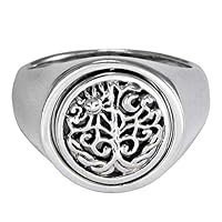 Sterling Silver World Tree of Life Flip Ring with Sun and Moon and Rainbow Moonstone (Sizes 4-15)