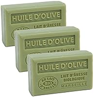 Label Provence Savon de Marseille - French Soap Made With Fresh Organic Donkey Milk - Olive Oil Fragrance - 60 Gram Bar - Set of 3