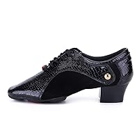 HROYL Men's Standard Latin/Jazz Dance Shoes Leather lace-up Ballroom W-701