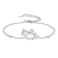 S925 Sterling Silver Unicorn Bracelet Fashion Cute Animals Adjustable Bohemian Bracelet Jewelry Gift for Women Christmas,thanksgiving,Silver
