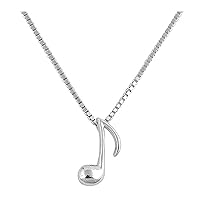 Created Music Note Pendant Necklace 925 Sterling Silver 14K White Gold Over for Women's & Girl's