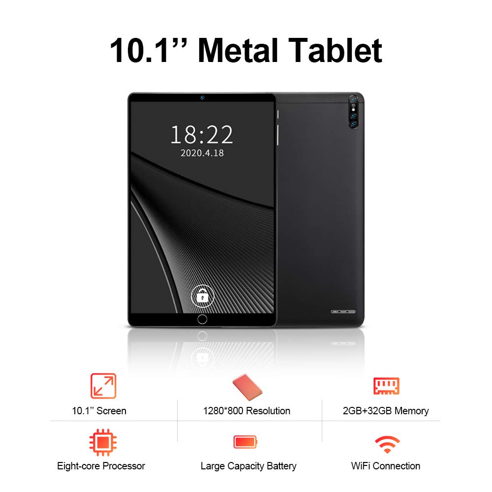 HUIOP Metal Tablet, 10.1'' Metal Tablet with MT6592 Eight-core Processor 1280 * 800 Resolution 2GB+32GB Memory Support 2G/3G Calls Green+Black US Plug