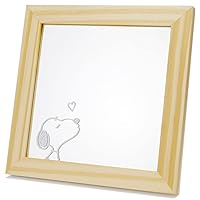 Snoopy SN-5537441KS Tabletop, 7.1 inches (18 cm), Square Wood Mirror, Wood, Wall Hanging, Multi-Purpose, Kiss