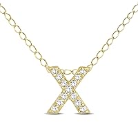 SZUL 1/10 Carat TW X Initial Diamond Pendant in 10K Yellow Gold