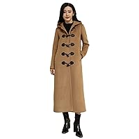 Women's Elegant Wool Blend Coat Max-Length Hooded Winter Long Jacket Overcoat
