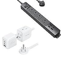 TROND Surge Protector Power Strip with USB, Ultra Thin Flat Plug 3ft Extension Cord 1625W & 2-in-1 Detachable Travel Power Strip with 3 AC Outlets, 2 USB-C Ports & 1 USB-A Port, PD 35W Fast Charging
