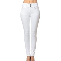 Women's High-Rise Push-Up Super Comfy 3-Button Skinny Jeans
