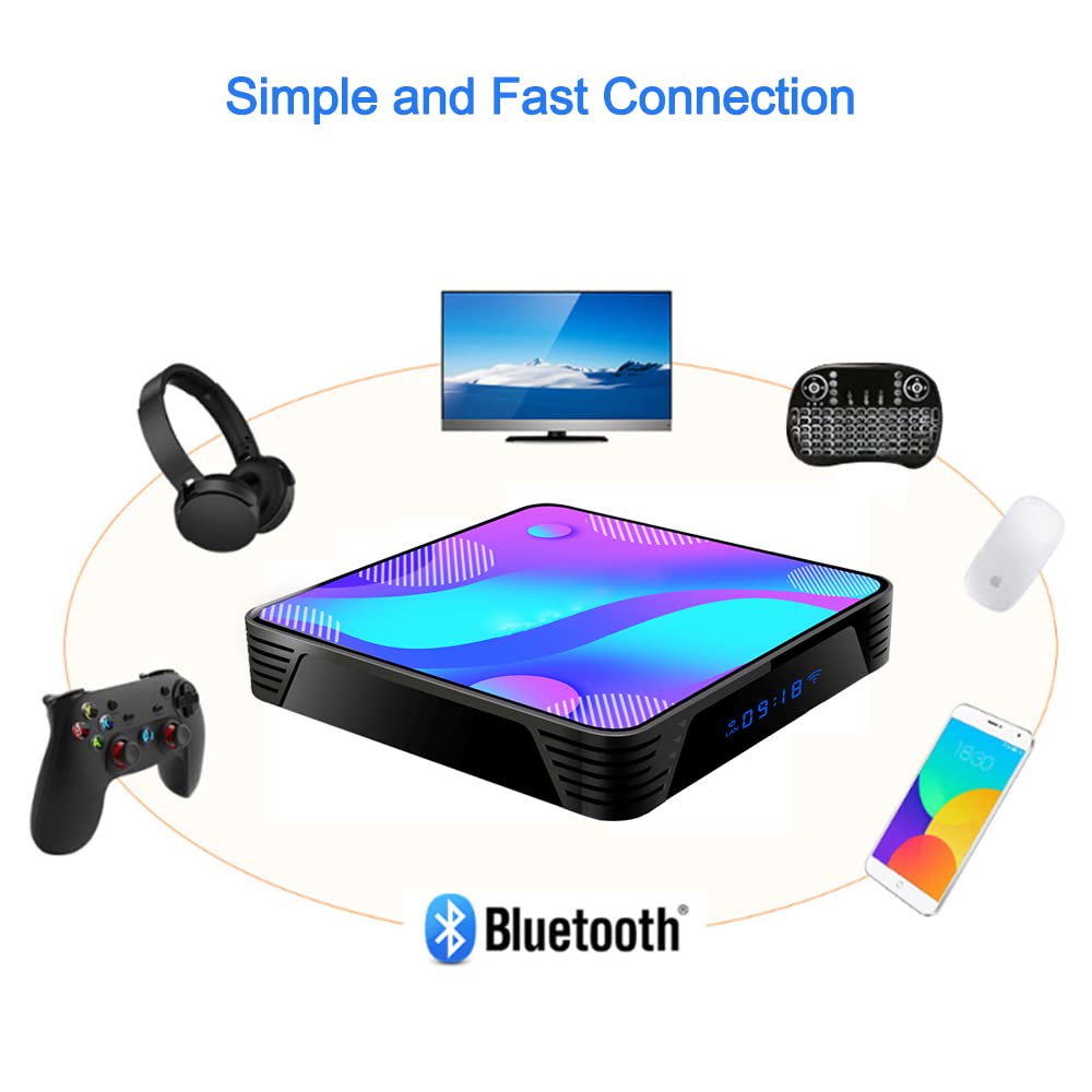 2021 Android TV Box 11.0, Android Box 2GB RAM 16GB ROM RK3318 Quad-Core Support 2.4G/5.8G Dual WiFi BT 4.0 Ethernet LAN 3D 4K TV Box