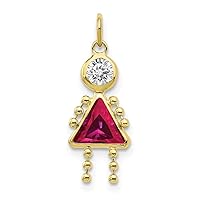 10k Yellow Gold Polished July Girl Charm Pendant Necklace Measures 20x10mm Wide Jewelry Gifts for Women