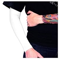 Ink Armor Premium Full Arm Tattoo Cover Up Sleeve - No Slip Gripper - U.S. Made - White - Petite (one sleeve)