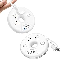 Upgrade Travel Power Strip with 3 USB Ports(1 USB C), 1 FT Wrapable Extension Cord Flat Plug, Compact Travel Essentials for Office, Home, Hotel, Cruise Accessories Must Haves, White
