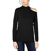 Womens One Shoulder Pullover Sweater, Black, XX-Large