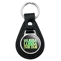 GRAPHICS & MORE Black Leather Rick and Morty Wubba Lubba Dub Dub Keychain