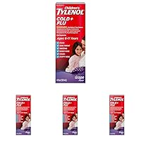 Tylenol Children's Cold + Flu Oral Suspension, Grape, 4 Fl. Oz (Pack of 4)