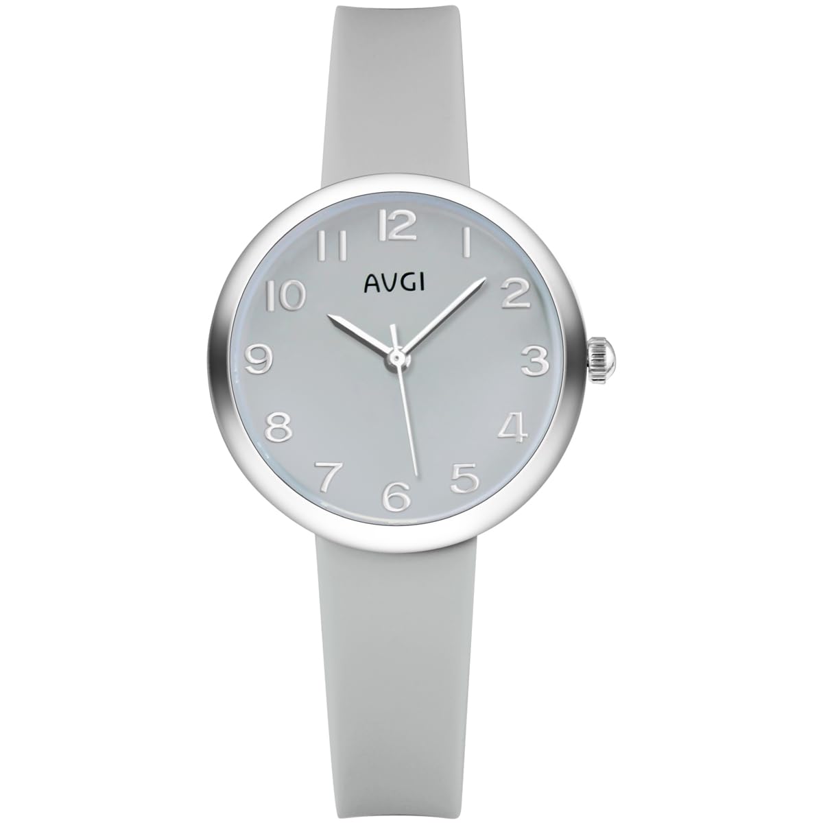 AVGI Women's Analog Silicone Strap Wrist Watch, gray, Classic
