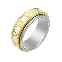 Unisex Stainless Steel Roman Numerals Spin Worry Ring for Anxiety