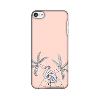 AMZER Slim Fit Handcrafted Designer Printed Snap On Hard Shell Case Back Cover with Screen Cleaning Kit Skin for iPod Touch 6th Gen - Flamingo and Palm Trees- Peach HD Color, Ultra Light Back Case