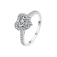 ANGEL SALES 2.50 Ctw Heart Cut White Diamond Engagement Ring For Women's & Girl's 14K White Gold Finish 925 Sterling Silver