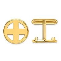 14 kt Yellow Gold Men's Polished Classic 16.5mm Coin Bezel Cuff Links 18 mm x 18 mm