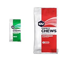 GU Energy Chews Watermelon & Strawberry Flavor Bags with Electrolytes, Vegan, Gluten-Free, Kosher, Caffeine-Free/20mg Caffeine, 12 Bags (24 Servings Total) Bundle