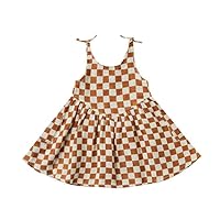 Little Cheeky Shop Kids Checkered Summer Sleeveless Strap Dress
