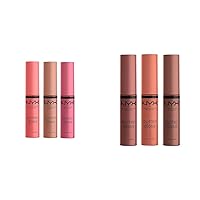 NYX Butter Gloss Lip Gloss Pack Of 3 - Angel Food Cake, Creme Brulee, Madeleine & Sugar High, Spiked Toffee, Butterscotch