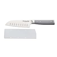 KitchenAid Gourmet Forged Santoku Custom-Fit Cover, Sharp Kitchen Knife, High-Carbon Japanese Stainless Steel Blade, 5 Inch, Gray